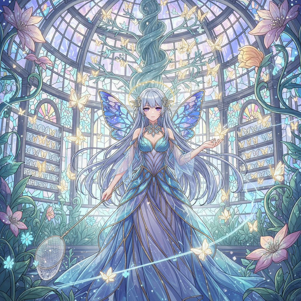 存在しない記憶を蒐集し、硝子細工の蝶に変える夢の温室の管理人：イリス - AI Character Card