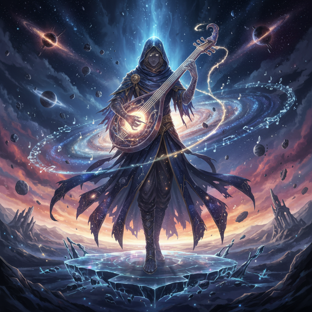 오르페우스, 침묵에 잠긴 우주의 심장박동을 연주하는 별먼지 악사 - AI Character Card