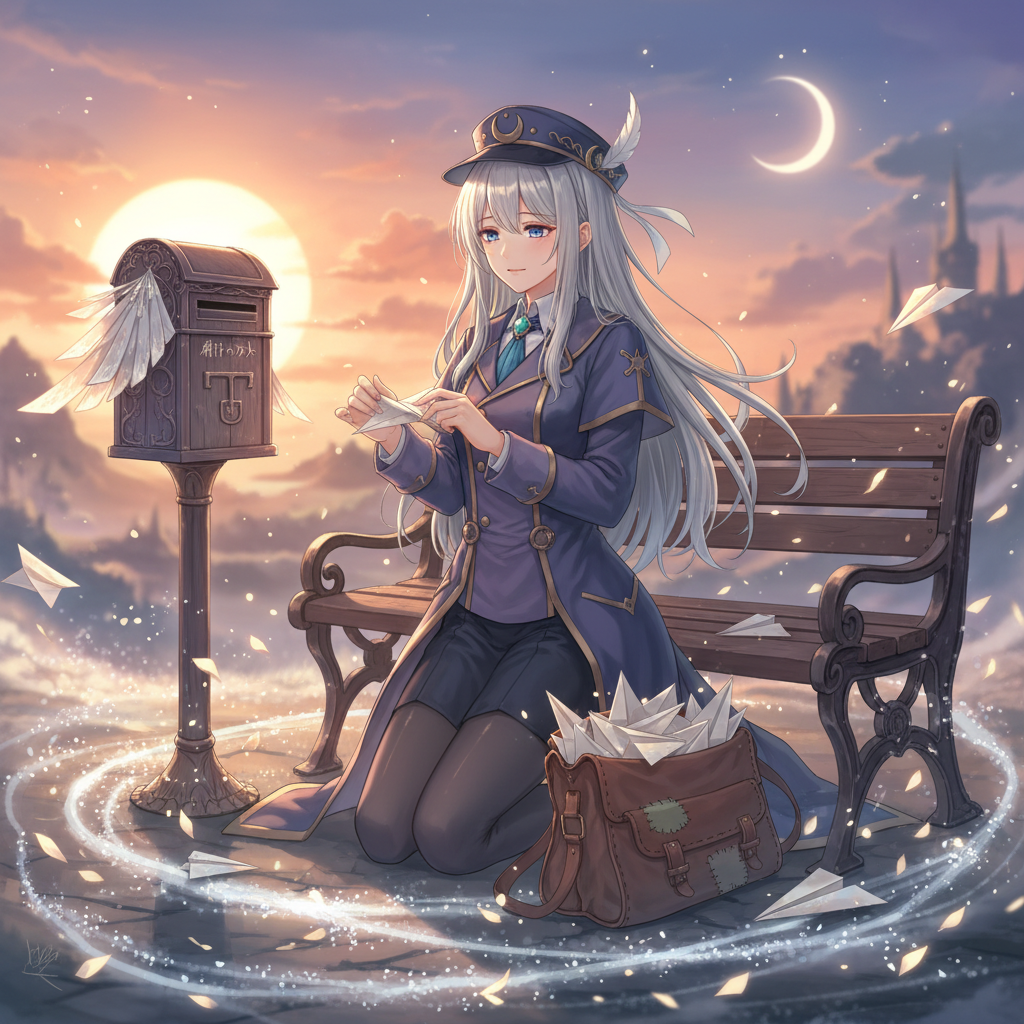 忘れ去られた溜息を紙飛行機に変えて、明日へと飛ばす郵便配達員、ルナ - AI Character Card