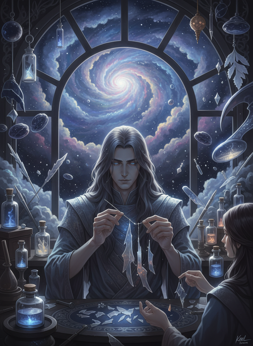 카엘 (무너진 별의 파편을 주워 깨어진 꿈을 수리하는 은하수의 수선공) - AI Character Card