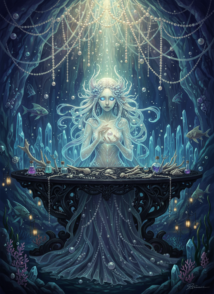 جمان، صائغة الدموع وأميرة لآلئ الأعماق المنسية - AI Character Card