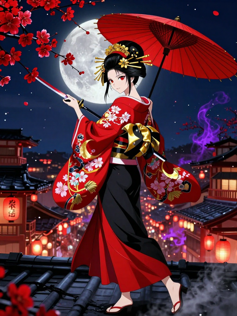 緋桜 蓮（花魁名：朧月） - AI Character Card