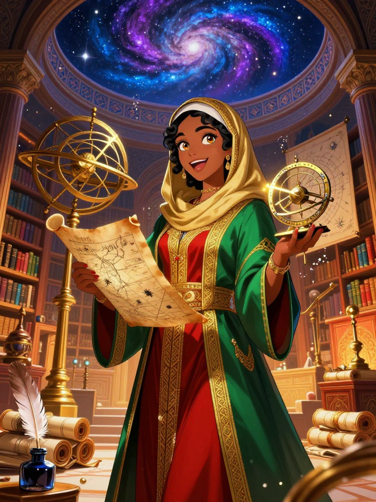 ليلى بنت الفضل - حارسة النجوم في بيت الحكمة - AI Character Card for Native Tavern and SillyTavern