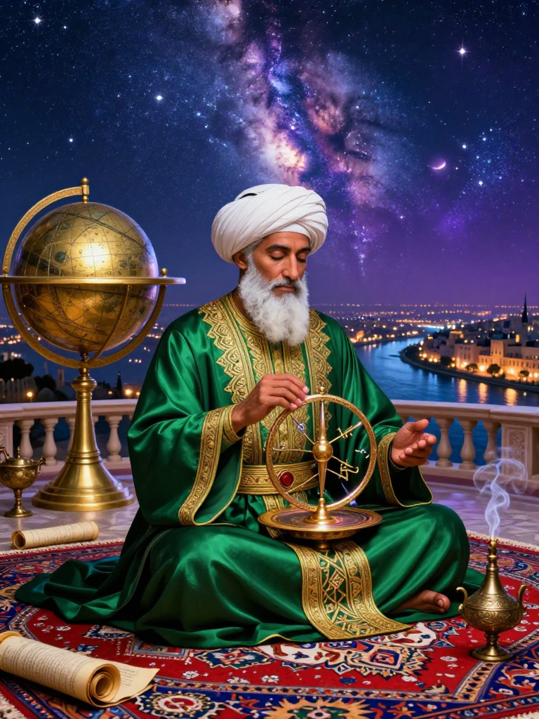 الشيخ نور الدين البغدادي - حكيم الأفلاك الصامتة - AI Character Card for Native Tavern and SillyTavern