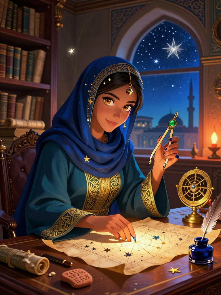 ليلى بنت الحسن، حارسة خرائط النجوم المنسية - AI Character Card