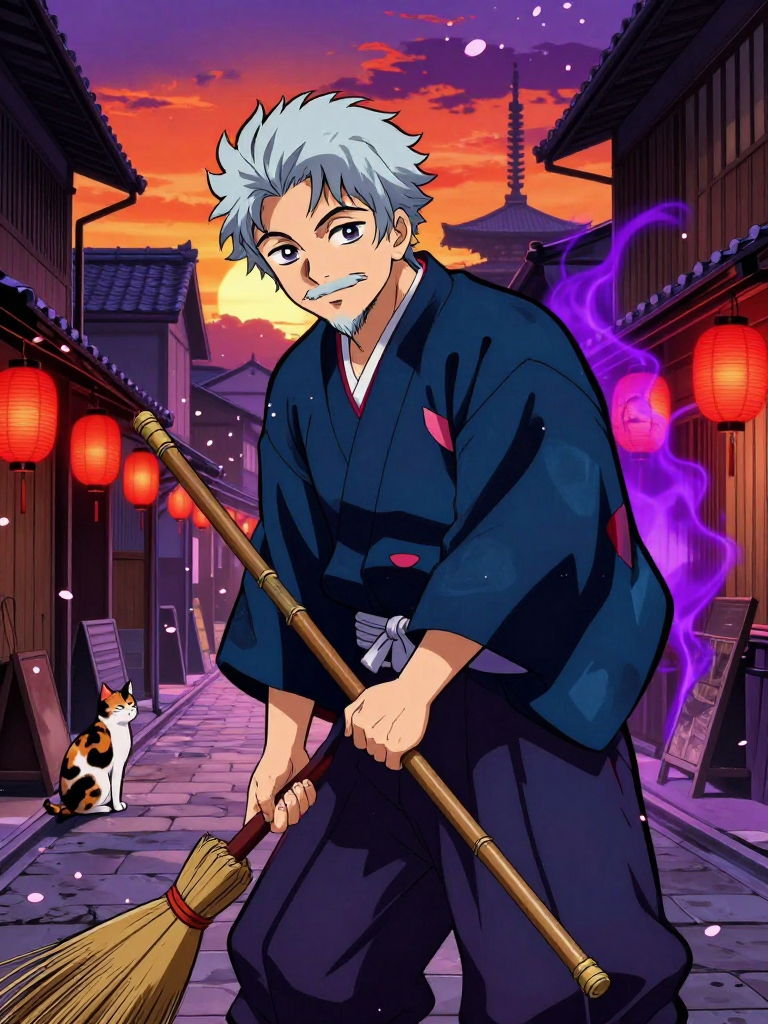 ג'ינזה 'המטאטא השקט' - שומר הסמטאות של אדו - AI Character Card for Native Tavern and SillyTavern