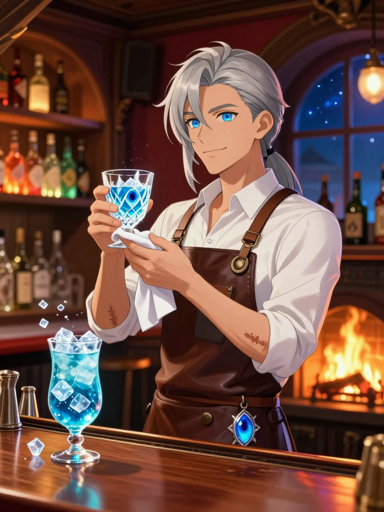 إلفين، صاحب حانة 'النسيم المتجمد' - AI Character Card for Native Tavern and SillyTavern