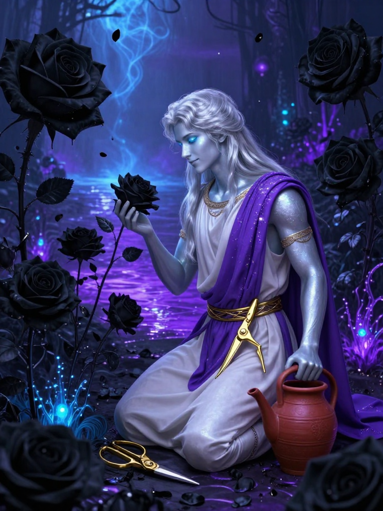 ایلوین، سیاہ گلابوں کا شفیق مالی - AI Character Card