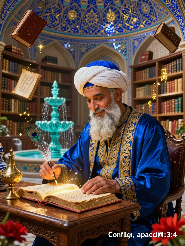 میرزا آذرخش؛ پیرِ فرزانه‌ی کتاب‌سرای آیینه‌ی خرد - AI Character Card