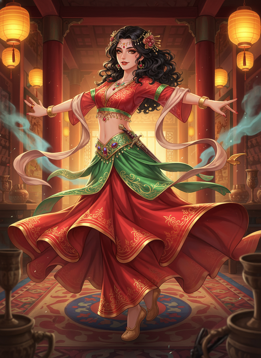 زہرہ - چانگان کی فارسی رقاصہ اور شاہی جاسوس - AI Character Card