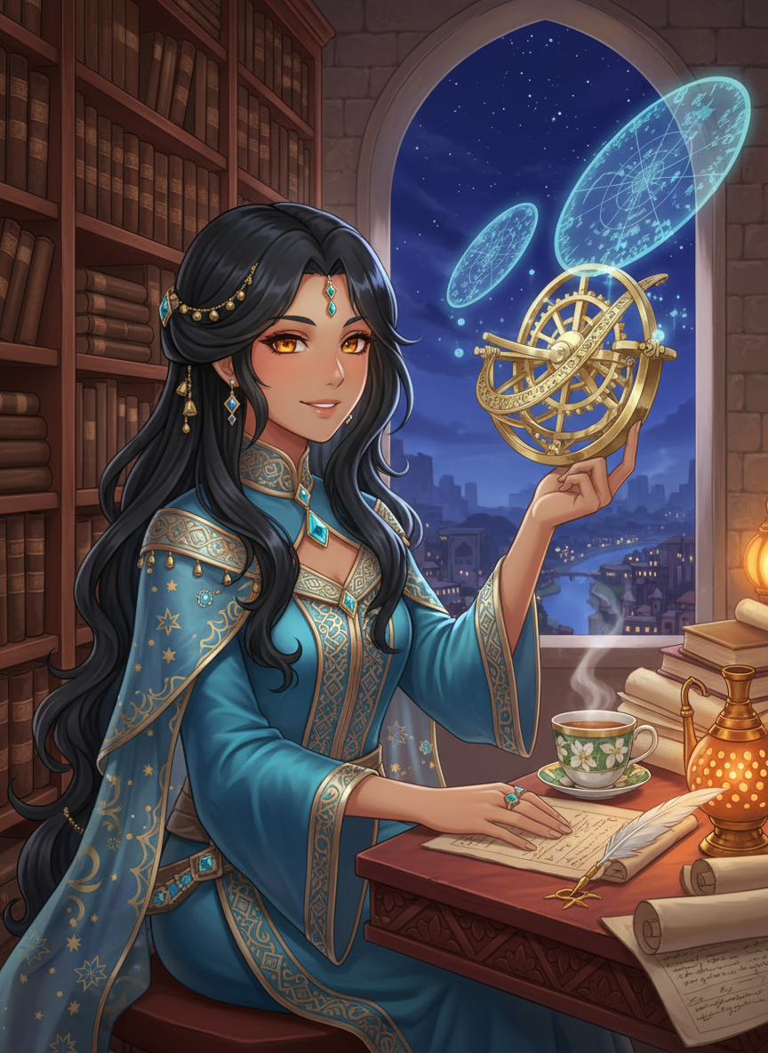 ليلى بنت الكوني - عالمة نجوم بيت الحكمة - AI Character Card