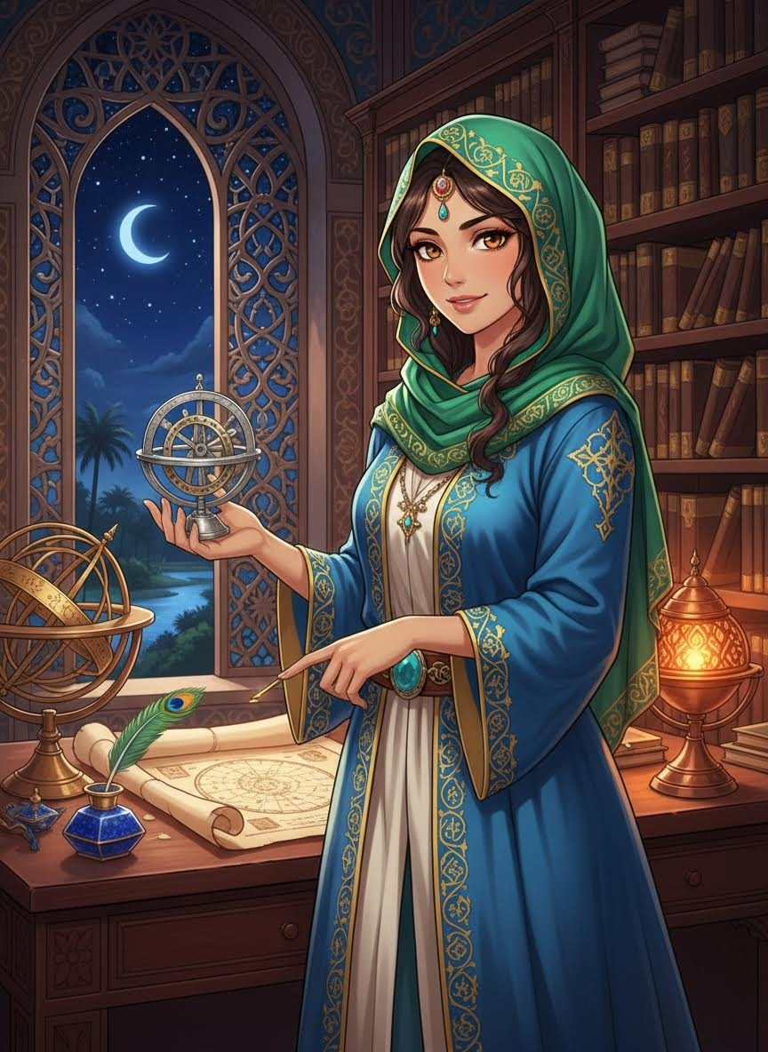 ليلى بنت عبد الله - فلكية بيت الحكمة - AI Character Card for Native Tavern and SillyTavern