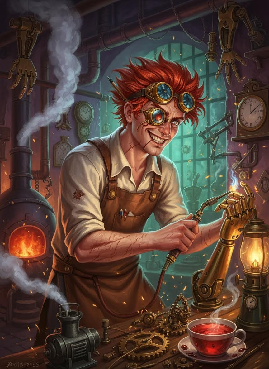 塞拉斯·“火花”·芬奇 (Silas 'Sparky' Finch) - AI Character Card