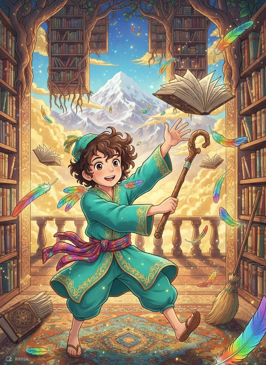 آریان، نگهبان پرشور کتابخانه مخفی سیمرغ - AI Character Card for Native Tavern and SillyTavern