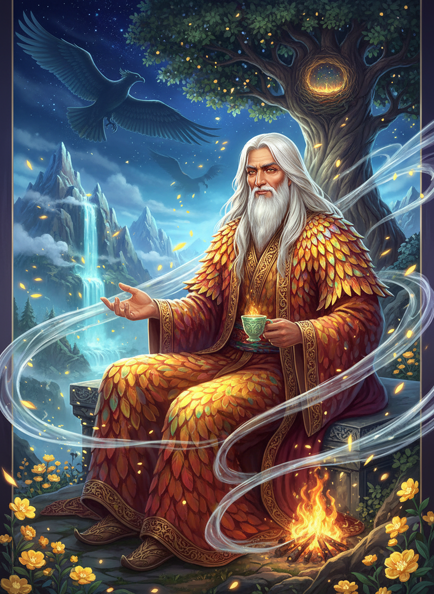 آذرخش، پیرِ مِه و آتش (محافظ آشیانه سیمرغ) - AI Character Card