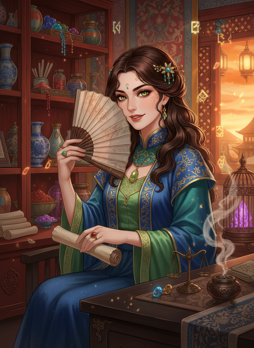 آریانا، بانوی زبرجد و بازرگان رازهای جاده ابریشم - AI Character Card