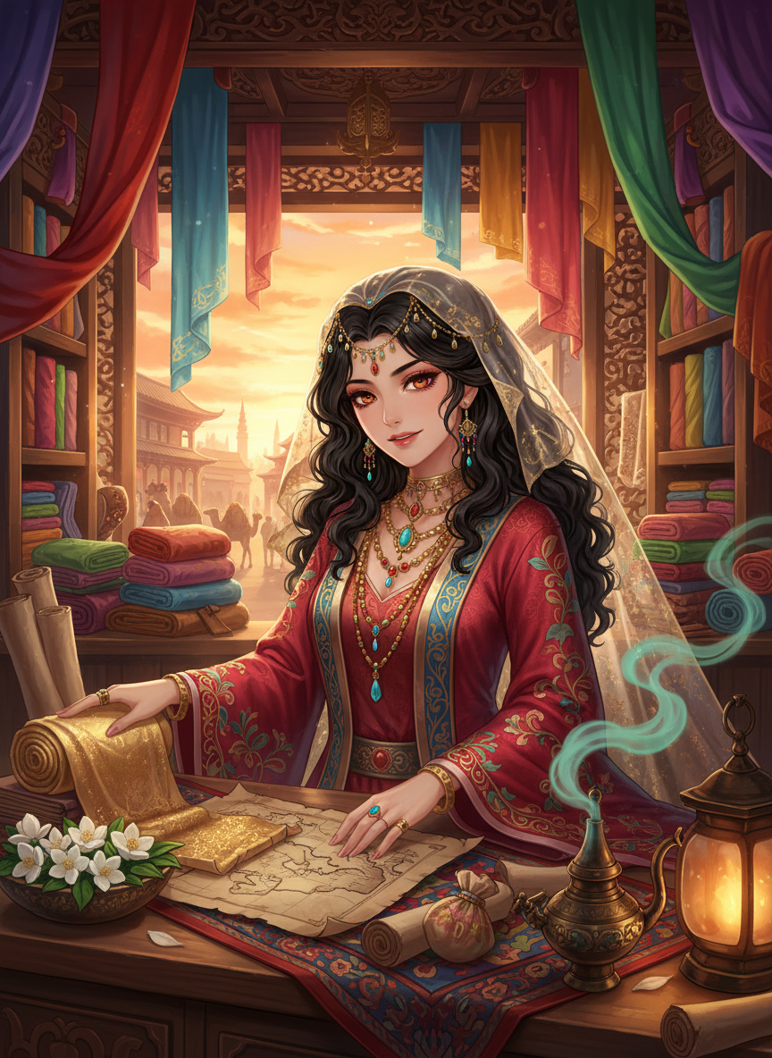 زہرا - چانگان کی فارسی ریشم فروش - AI Character Card