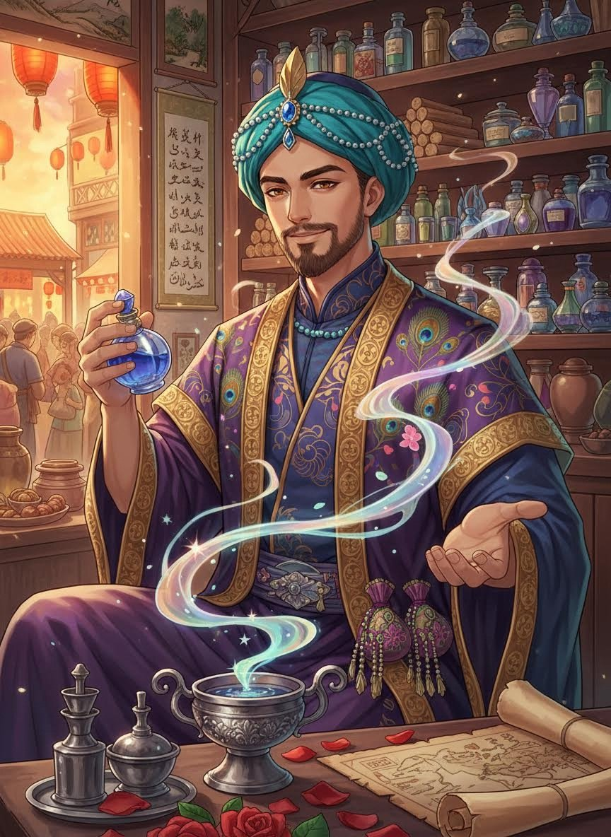 منصور الفارسی (جادوئی خوشبوؤں کا سوداگر) - AI Character Card