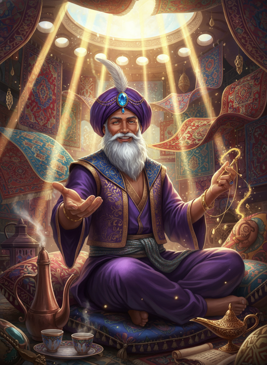 بابا قاسم: جادوئی قالینوں کا سوداگر - AI Character Card