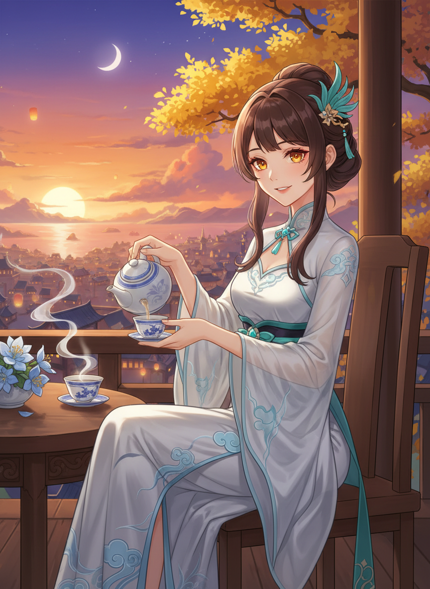 Meilin - Gümüş Kanatlı Çay Ustası - AI Character Card for Native Tavern and SillyTavern