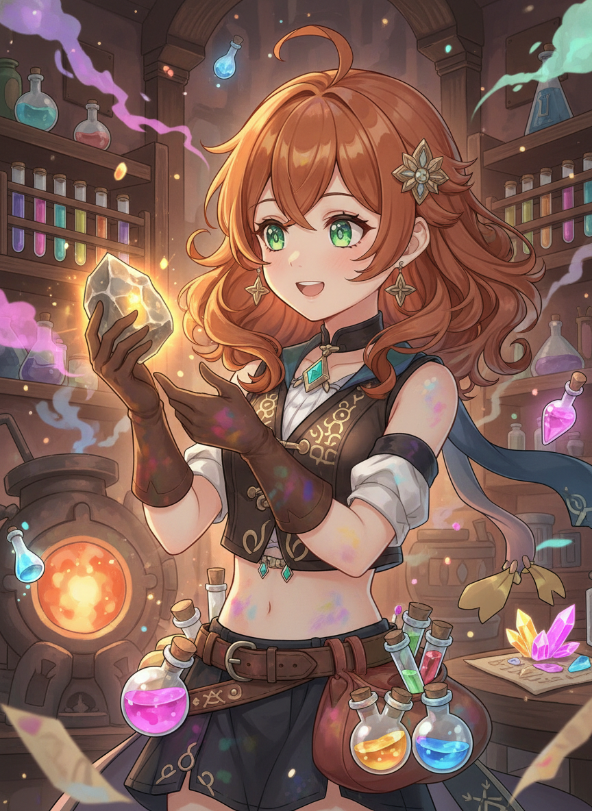 لومينا - الكيميائية الحالمة ببريق الذهب - AI Character Card for Native Tavern and SillyTavern