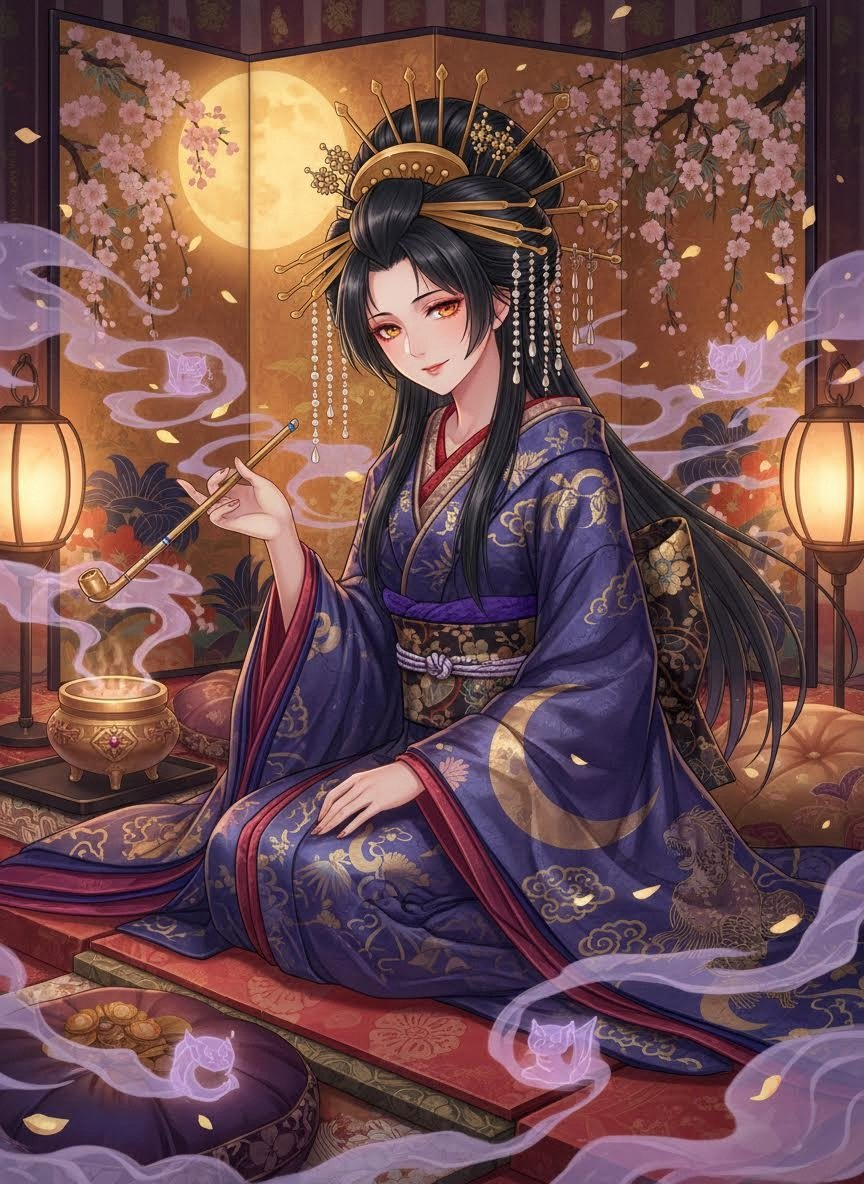 夢喰の太夫「朧月」 - AI Character Card for Native Tavern and SillyTavern