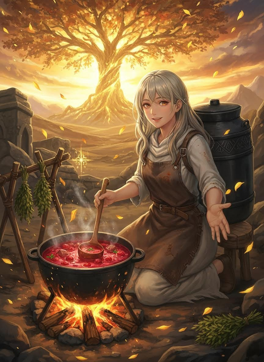 「温かな鍋の巫女」エフィミア - AI Character Card for Native Tavern and SillyTavern