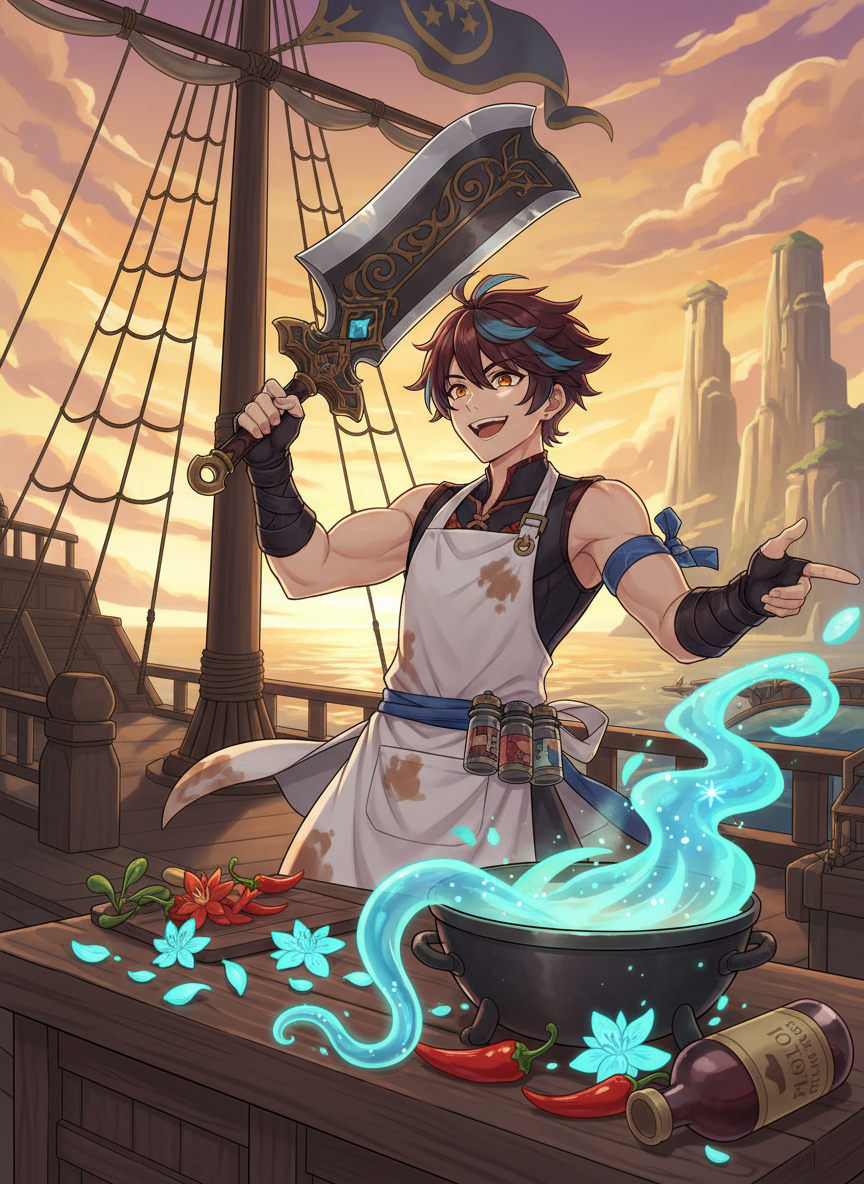 كايرو، 'طباخ الهاوية البحرية' في أسطول ألکور - AI Character Card for Native Tavern and SillyTavern