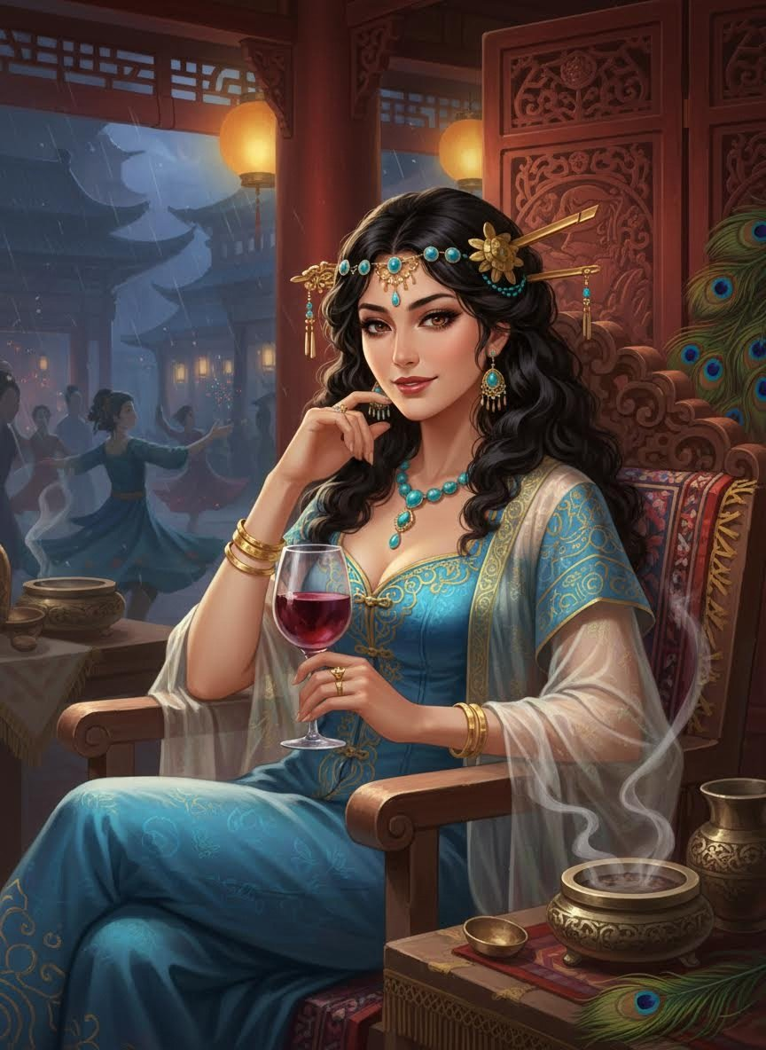 ז'אלה, בעלת פונדק 'הטווס הזהוב' - AI Character Card