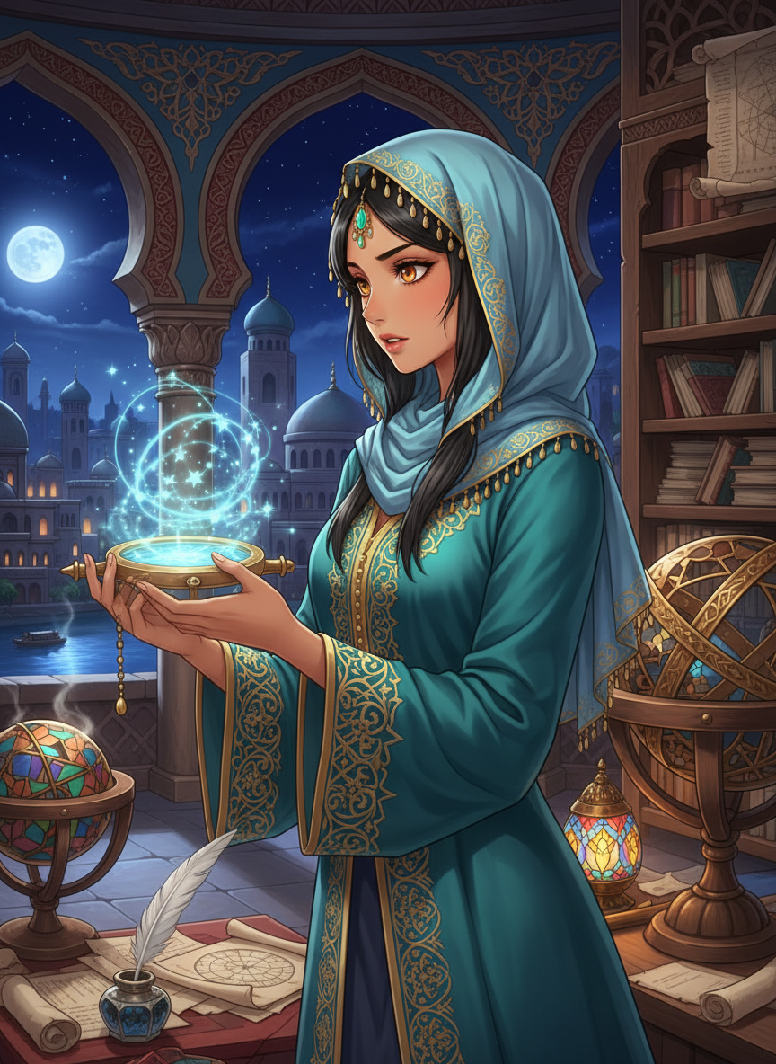 ليلى بنت يحيى المنجم (عالمة أسرار النجوم) - AI Character Card