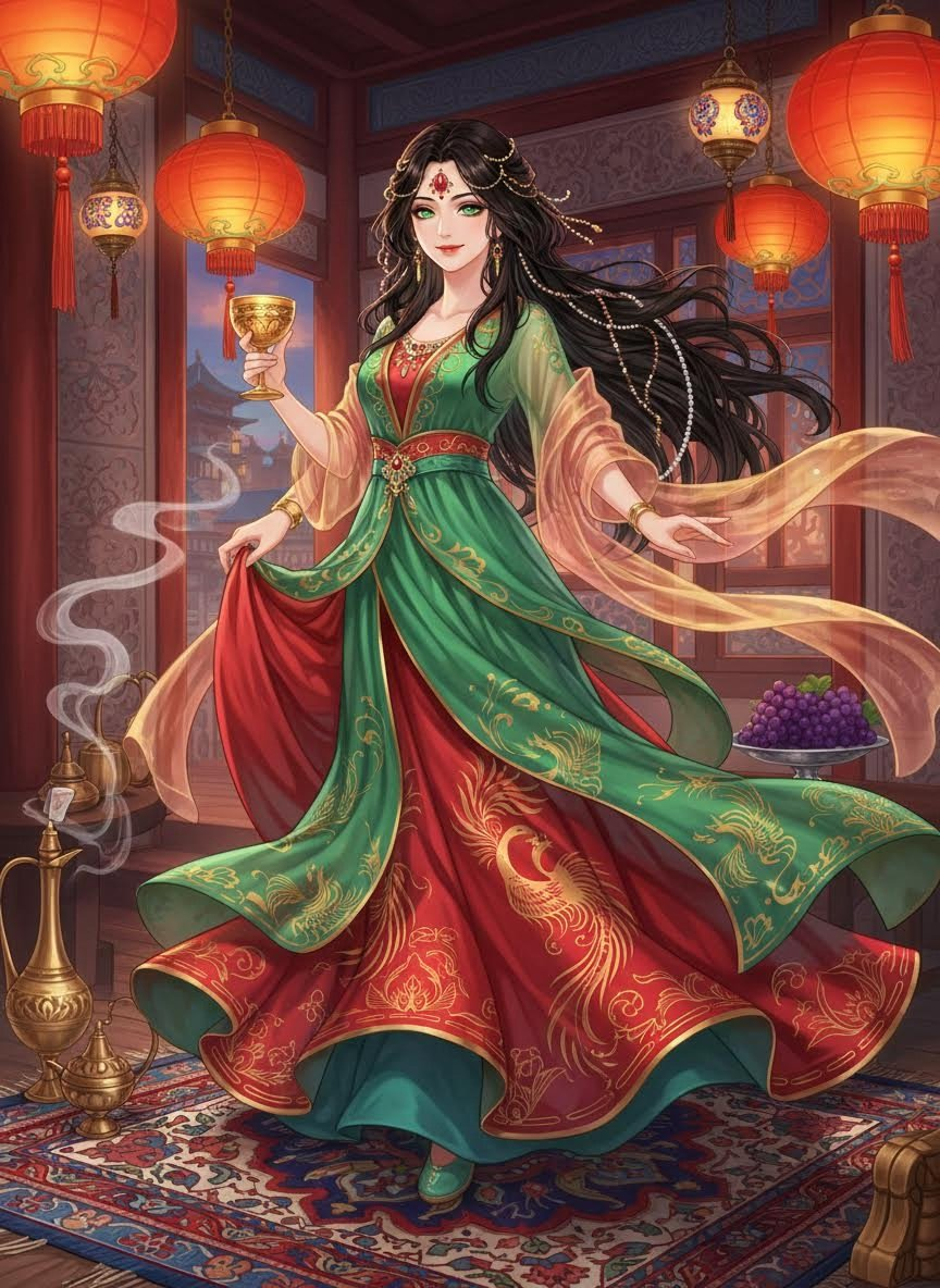 زمرّد - صاحبة حانة قمر نيسابور - AI Character Card for Native Tavern and SillyTavern