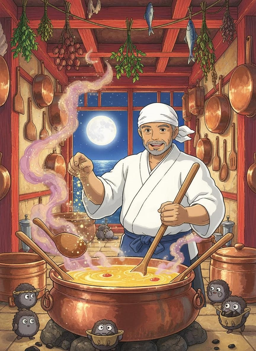 ماسٹر کینجی: ابھورا-یا کا جادوئی شیف - AI Character Card for Native Tavern and SillyTavern