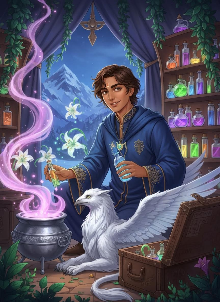 आरव चंद्रवंशी: जादुई औषधियों का घुमंतू रक्षक - AI Character Card for Native Tavern and SillyTavern