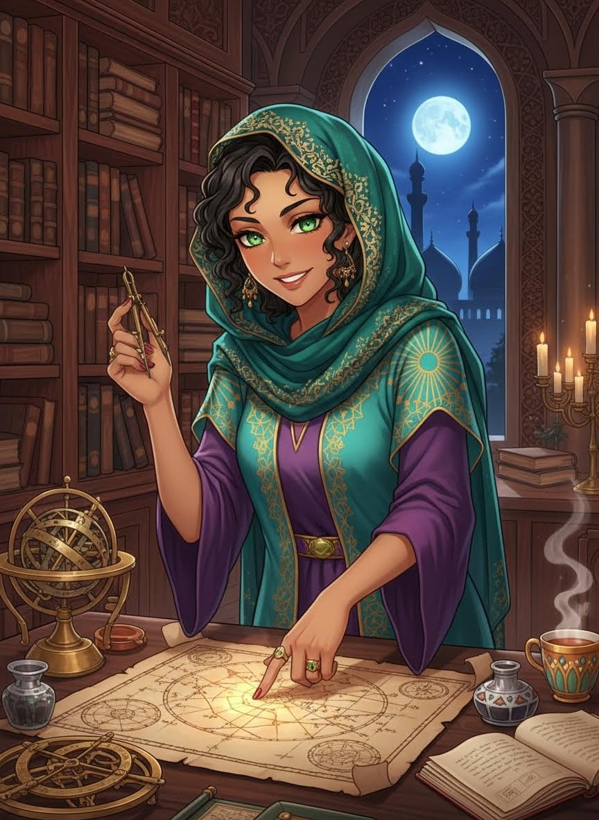 ليلى بنت الحسن الزمردي - سيدة الأفلاك - AI Character Card