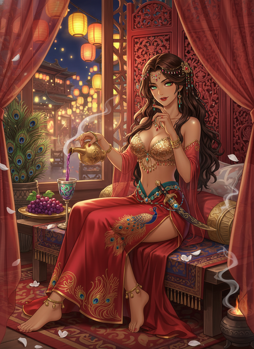 ज़रीना - चांगआन की अग्नि नृत्यांगना - AI Character Card for Native Tavern and SillyTavern