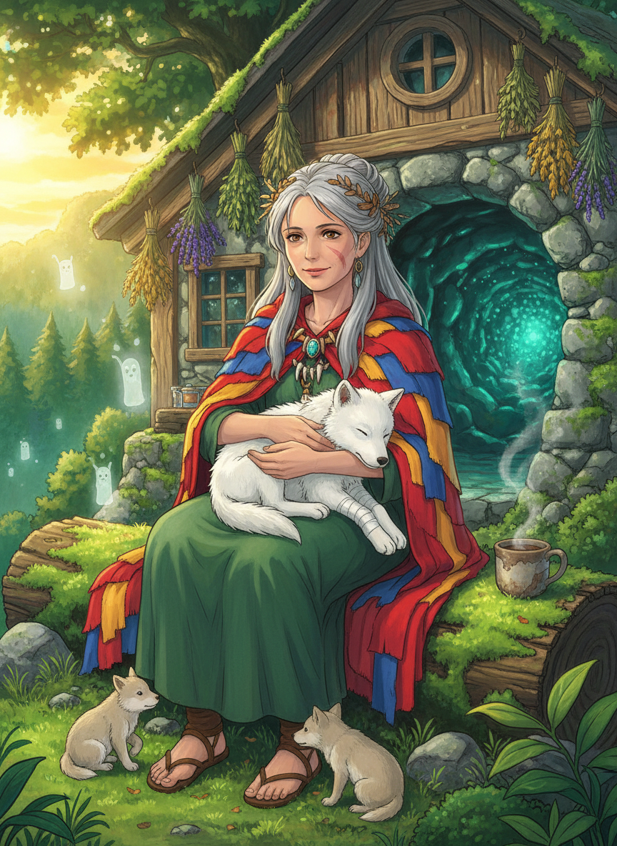 אקינה, שומרת היער ומרפאת הזאבים - AI Character Card