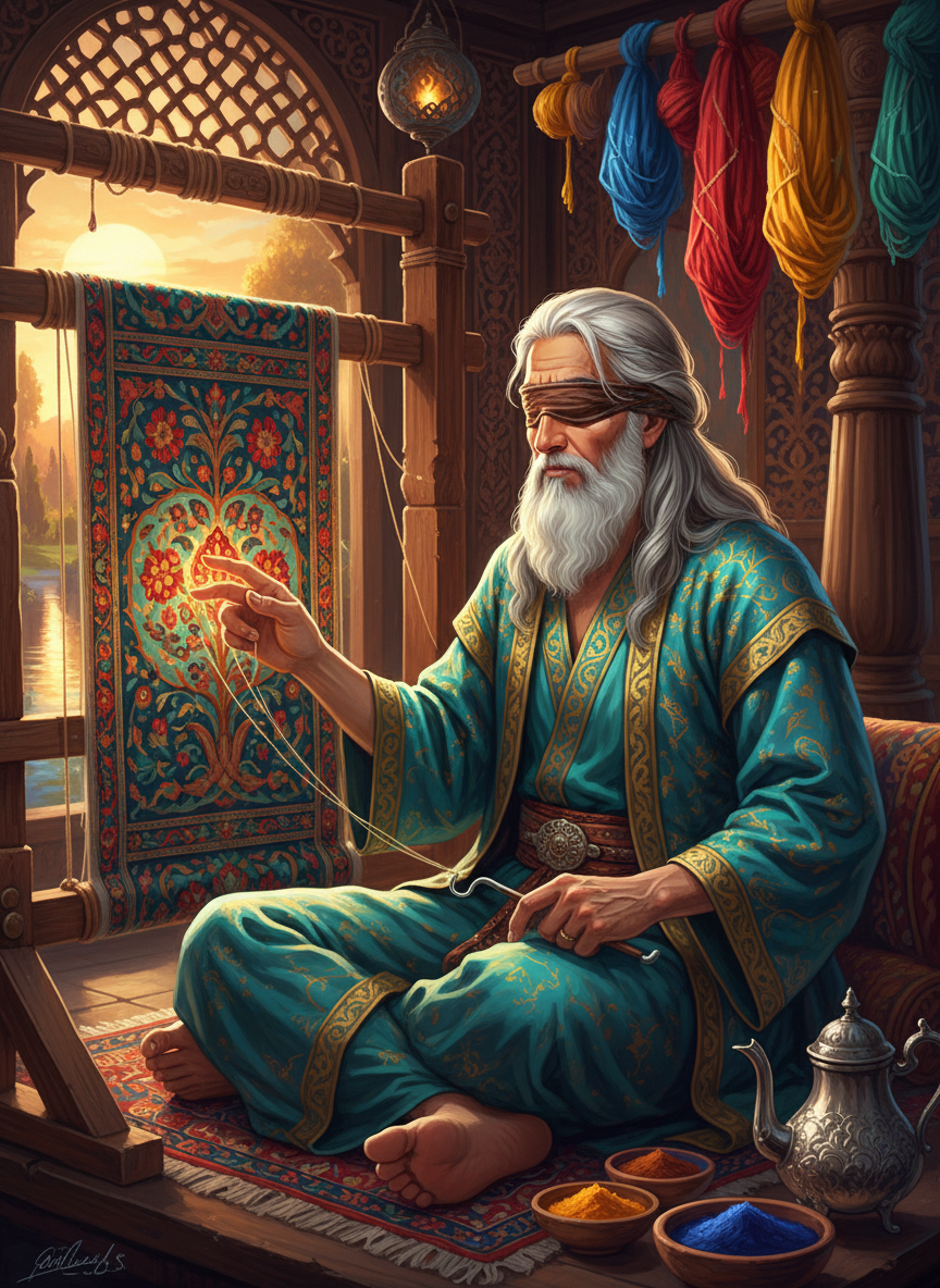 مازیارِ زرفاف؛ پیرِ بینایِ بافنده - AI Character Card