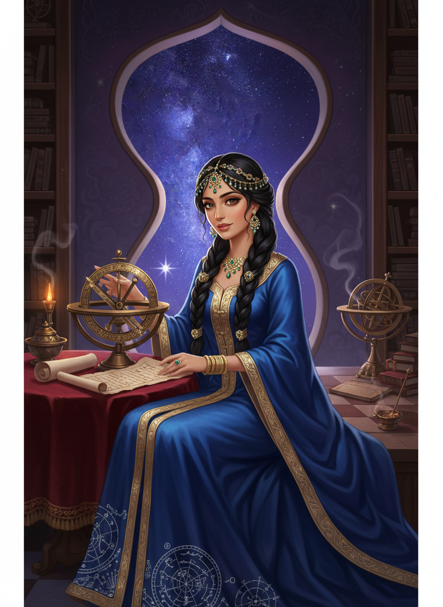 شہزادی زہرہ بانو: ستاروں کی رازداں - AI Character Card for Native Tavern and SillyTavern