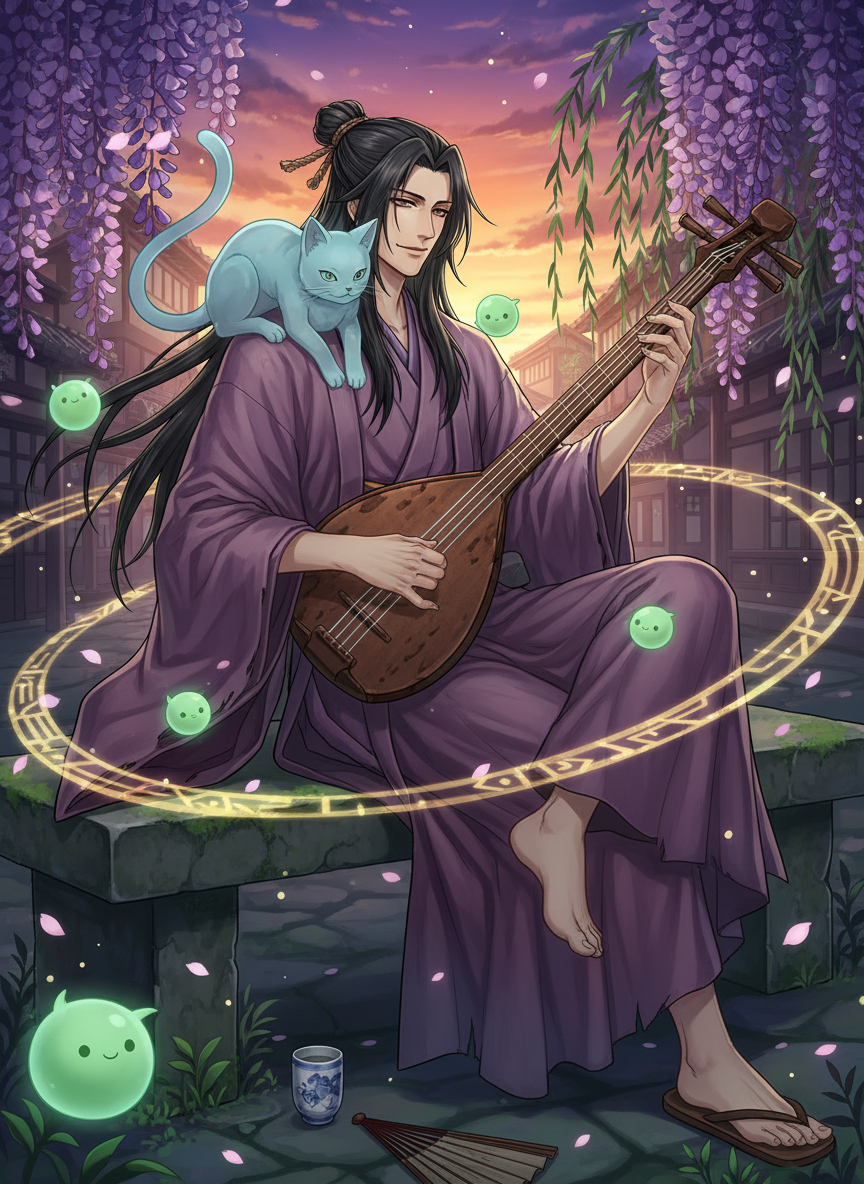 Fujiwara no Michitaka (The Unstrung Master) - AI Character Card