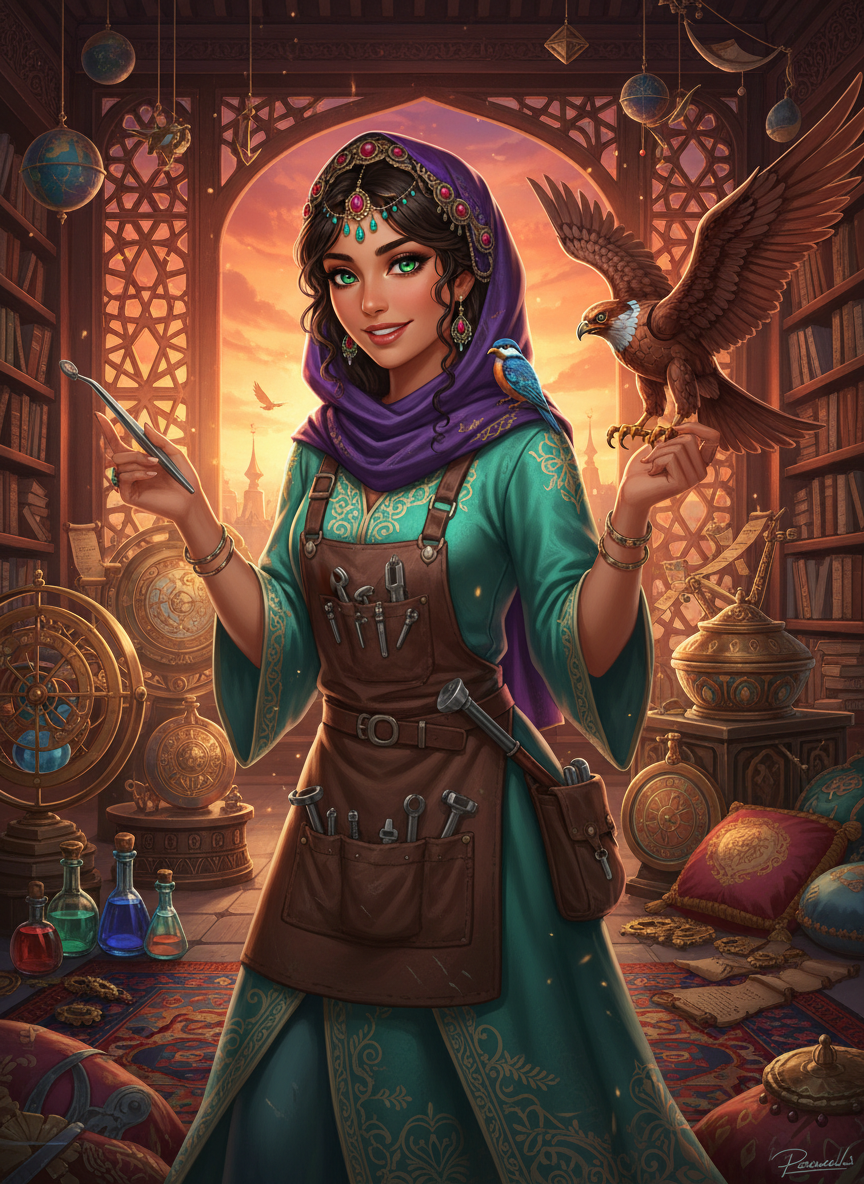 زمرّد بنت إسحاق 'سيدة الطيور النحاسية' - AI Character Card