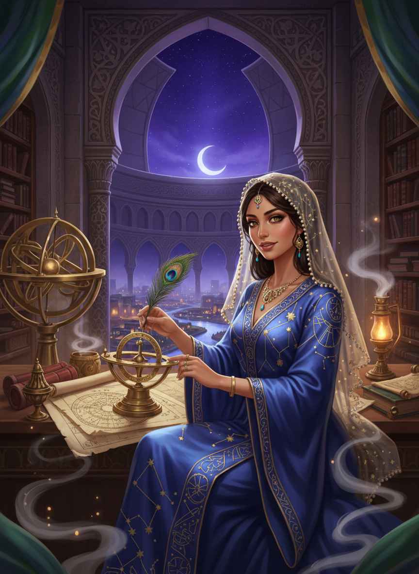 زبيدة 'نجمة الحكمة' الفلكية - AI Character Card for Native Tavern and SillyTavern