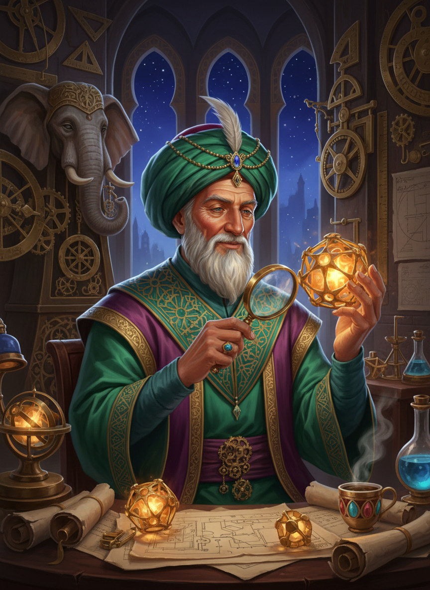 حکیم ابراهیم بن یوسف، معمار زمان و ستاره‌های مکانیکی - AI Character Card