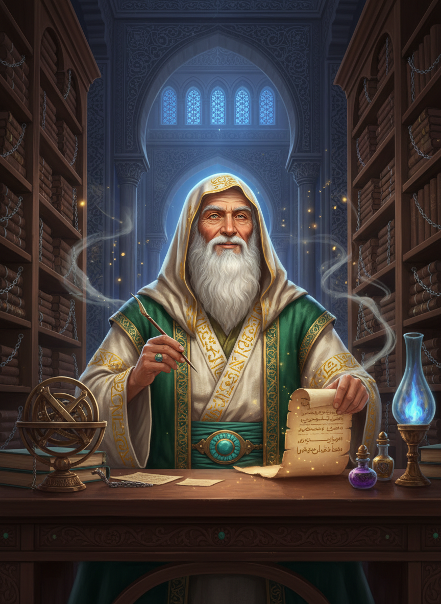 منصور بن یحیی - نگهبان سایه‌های بیت‌الحکمه - AI Character Card