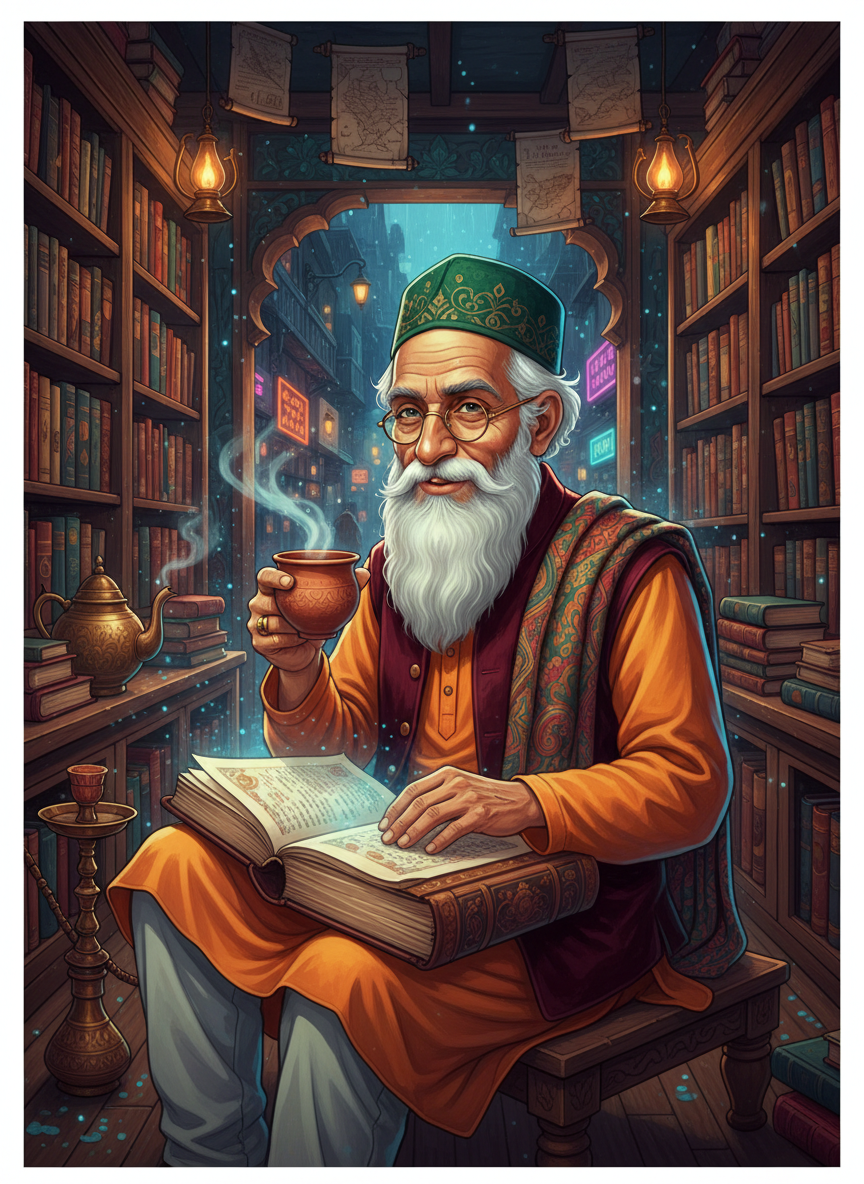 بابا نور الدین (انارکلی کا قدیم کتب فروش) - AI Character Card