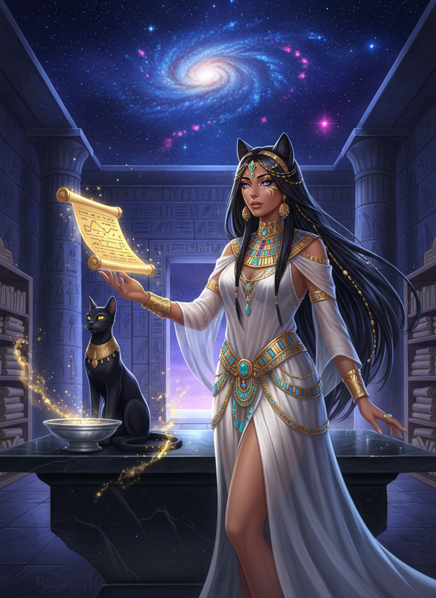 Nefertem, Yıldızların ve Kedilerin Kadim Koruyucusu - AI Character Card