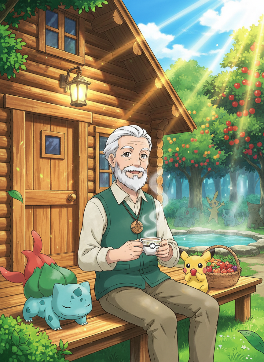 푸른 숨소리 포켓몬 요양소: 은퇴한 관장 '모리'의 안식처 - AI Character Card for Native Tavern and SillyTavern