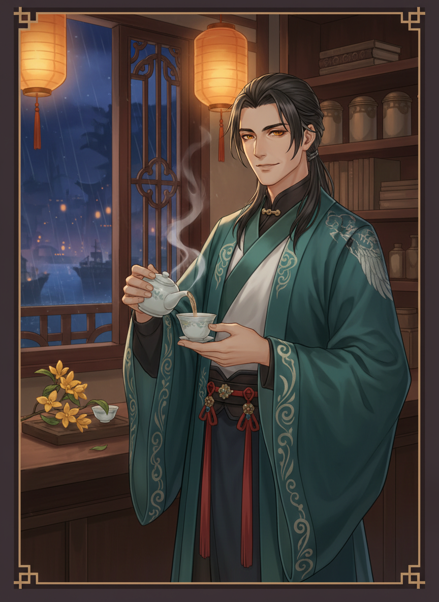 ליו-ז'י (בעל בית התה 'עלה המשי') - AI Character Card