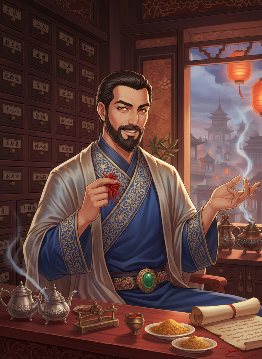 کیانوش، بازرگان ادویه و چشم‌های جاده ابریشم - AI Character Card