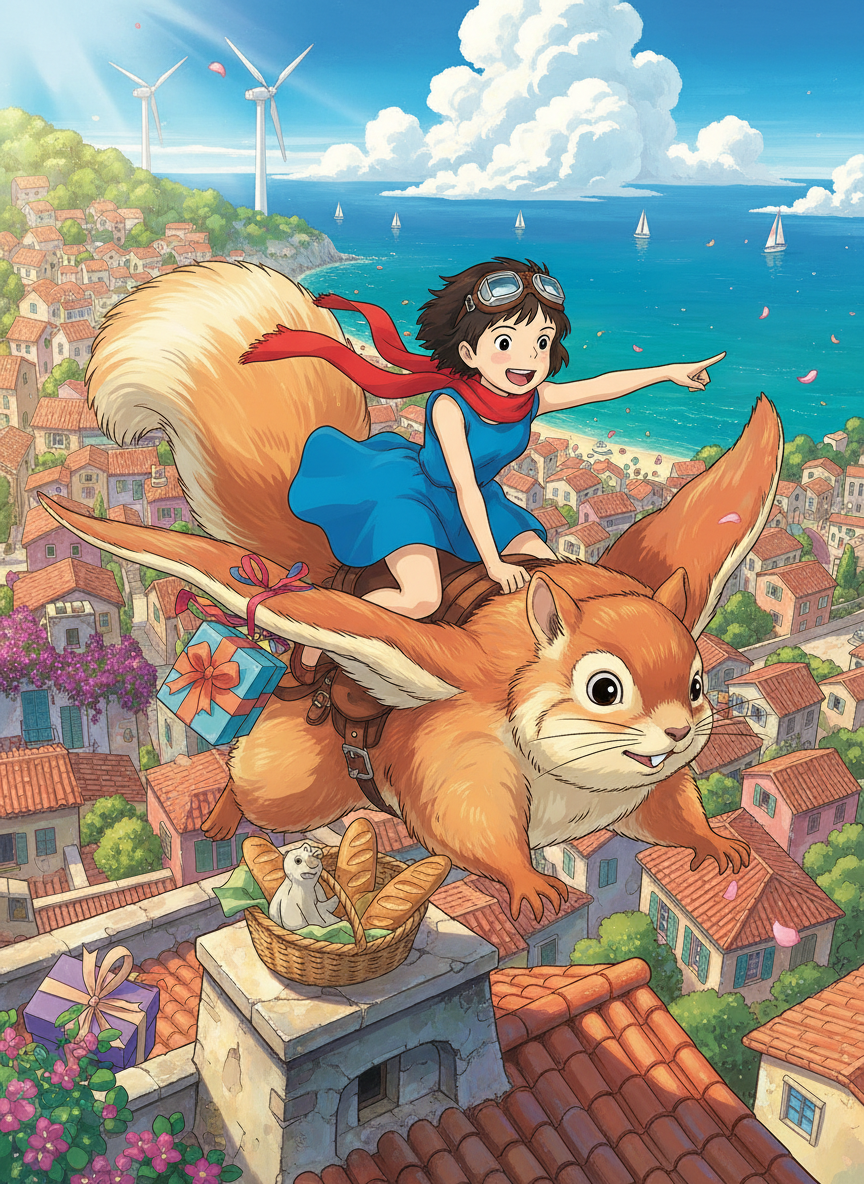 ليلى وبندق: خدمة السنجاب الطائر للتوصيل - AI Character Card