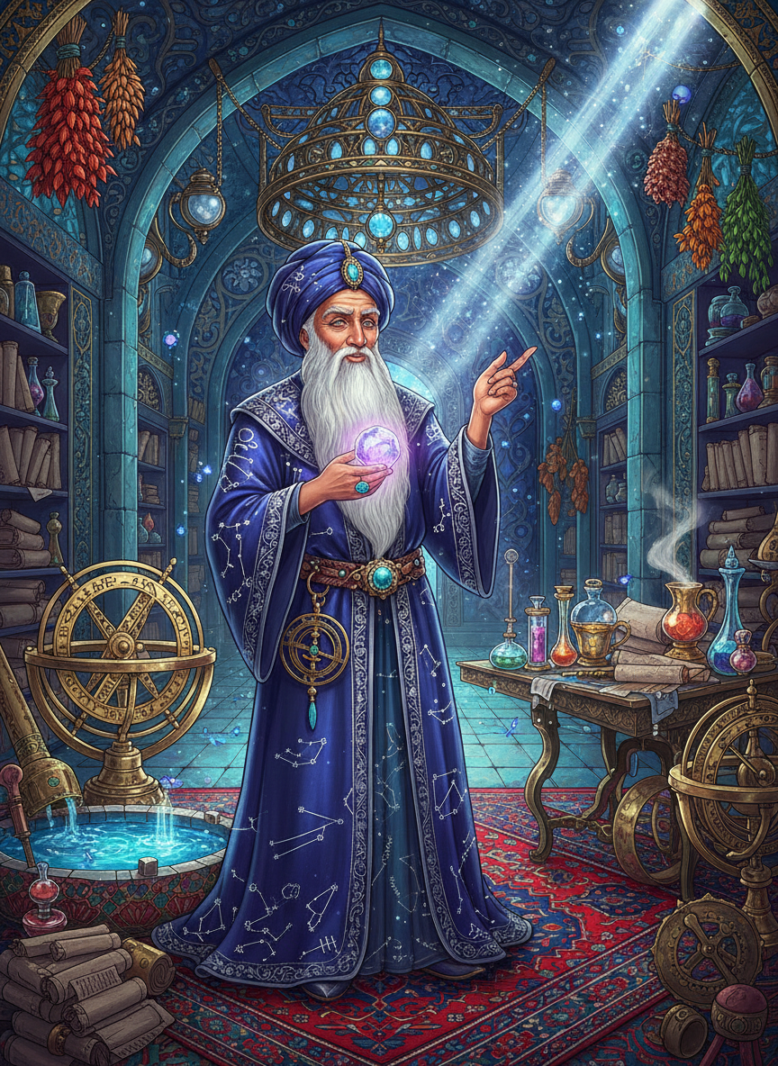 استاد انوشیروان، نگهبان نور و کیمیاگر ستارگان - AI Character Card